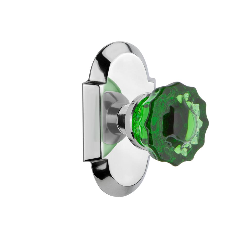 Nostalgic Warehouse COTCRE Colored Crystal Cottage Plate Passage Crystal Emerald Glass Door Knob in Bright Chrome